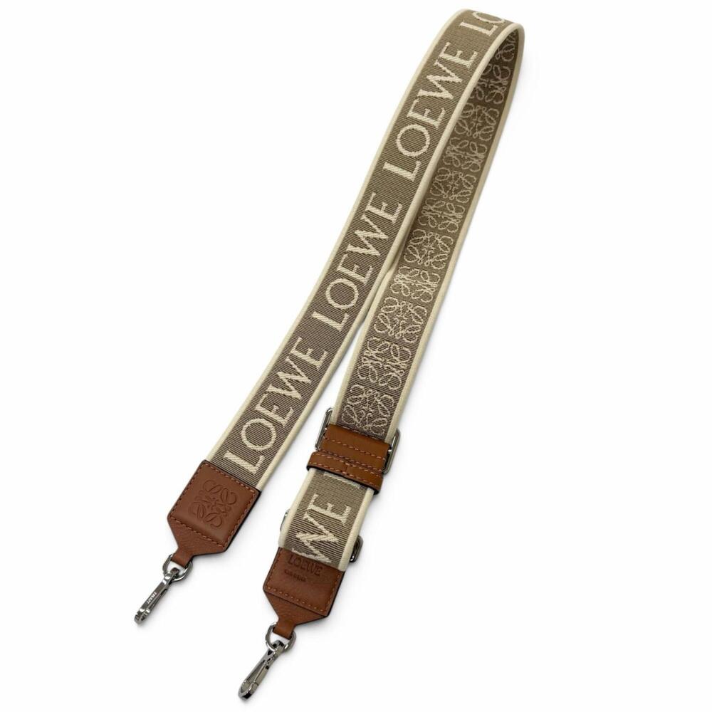 LOEWE C073T87X01 Canvas Leather Anagram Shoulder Strap Beige Brown Made in Sp...